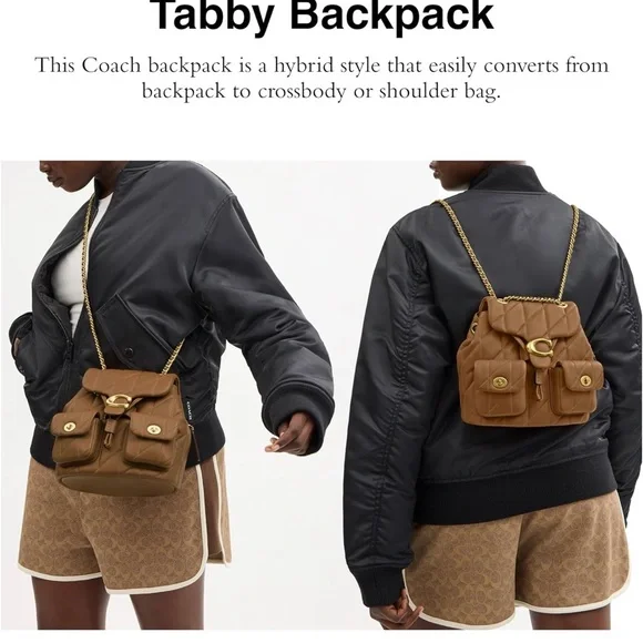 Coach Tan Tabby Quilted Leather Backpack - Picture 2 of 4